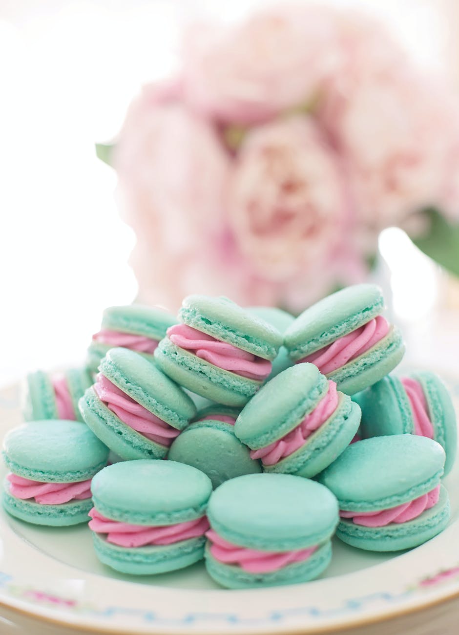 photo of macrons on plate